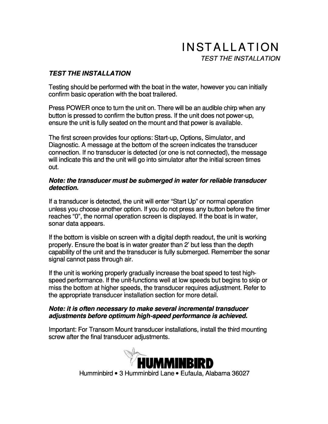 Humminbird ProFlasher manual Test The Installation 