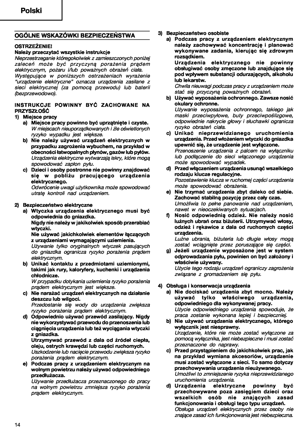 Humminbird RB 40VA manual Polski, Ogólne Wskazówki Bezpieczeństwa 