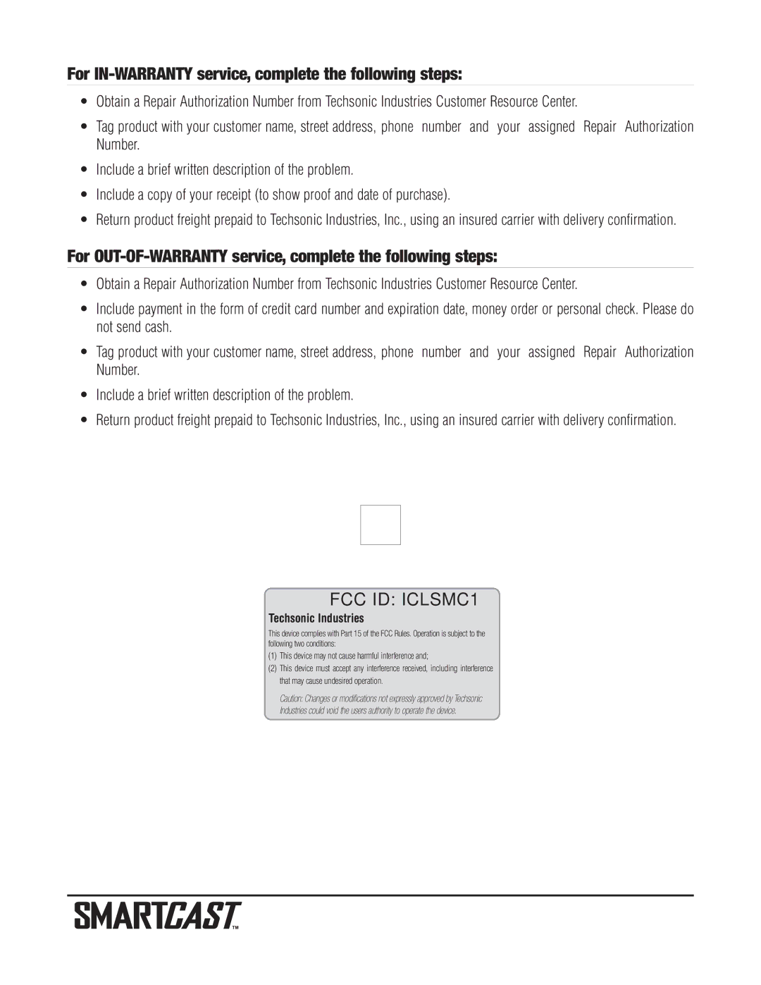 Humminbird RF20 warranty For IN-WARRANTY service, complete the following steps 