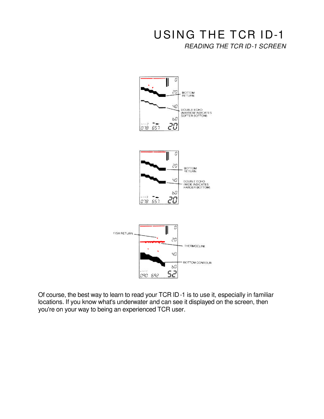 Humminbird manual Using the TCR ID-1 