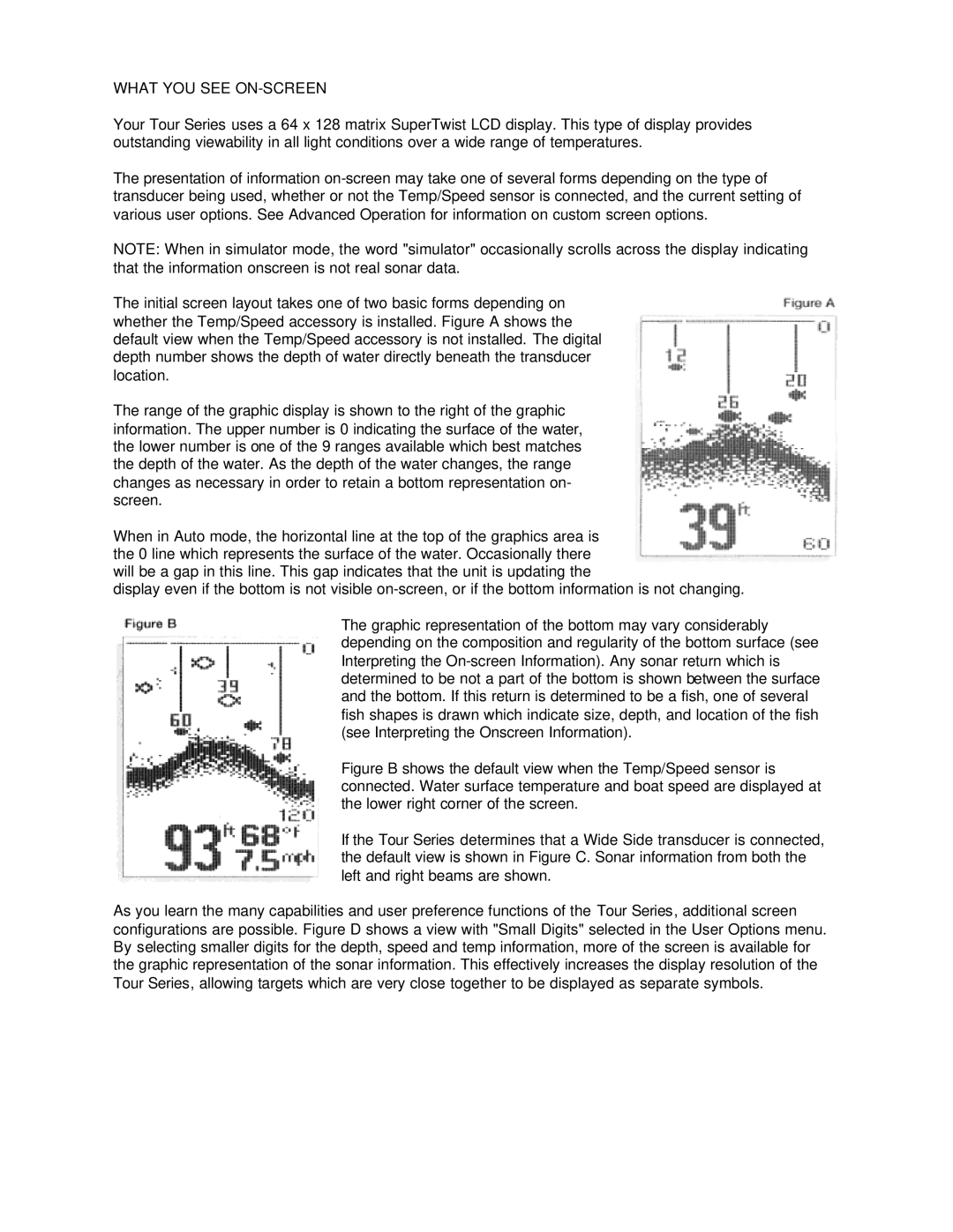 Humminbird Tour Series manual What YOU see ON-SCREEN 