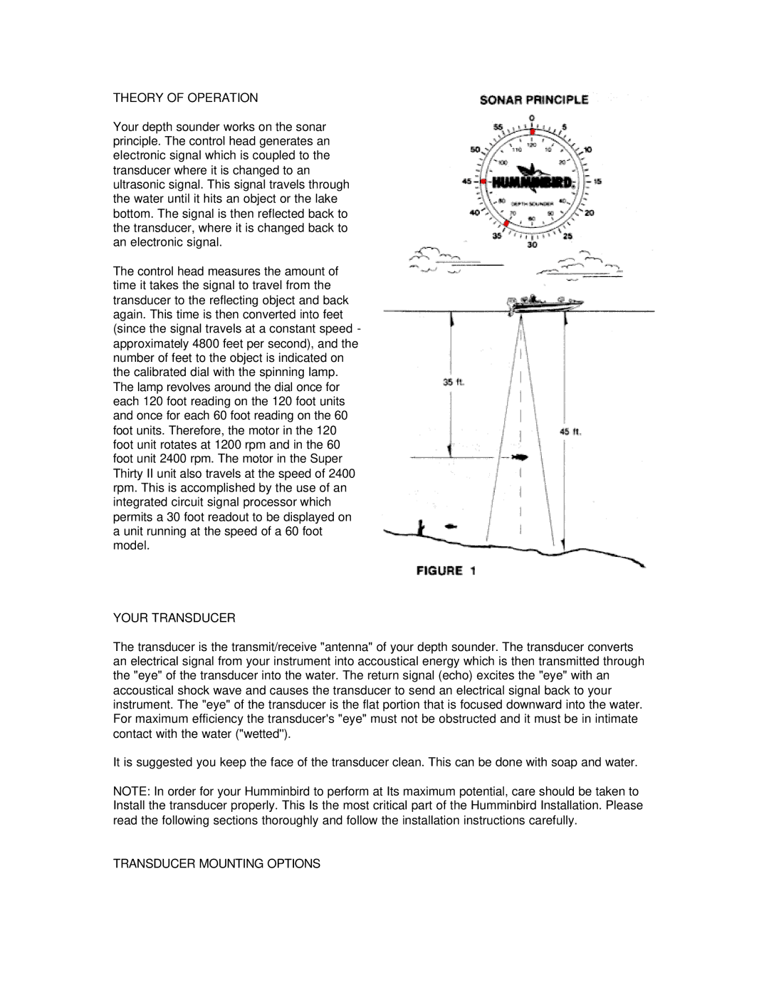 Humminbird TS2-3, TS1-3 manual Theory of Operation, Your Transducer 