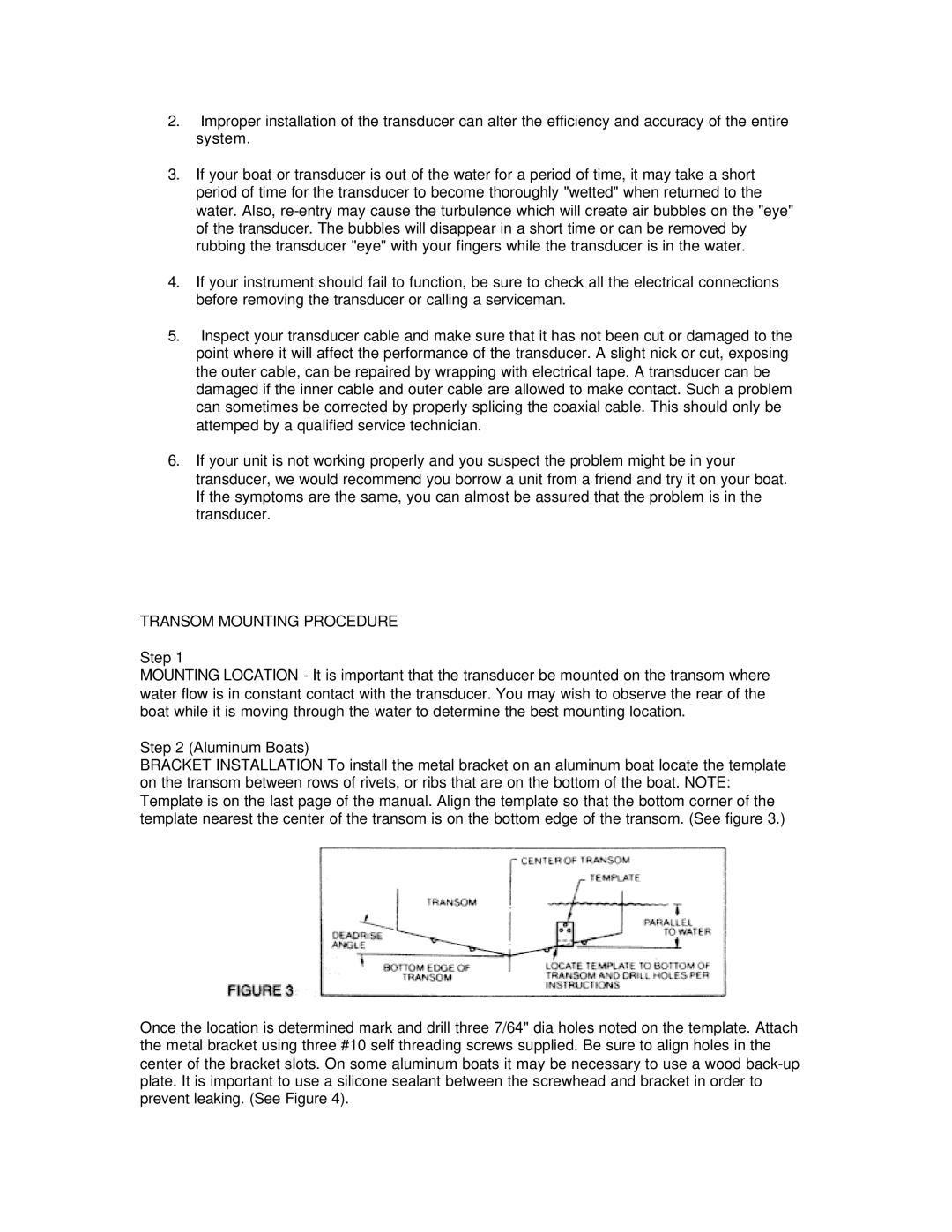 Humminbird TS2-3, TS1-3 manual Transom Mounting Procedure 