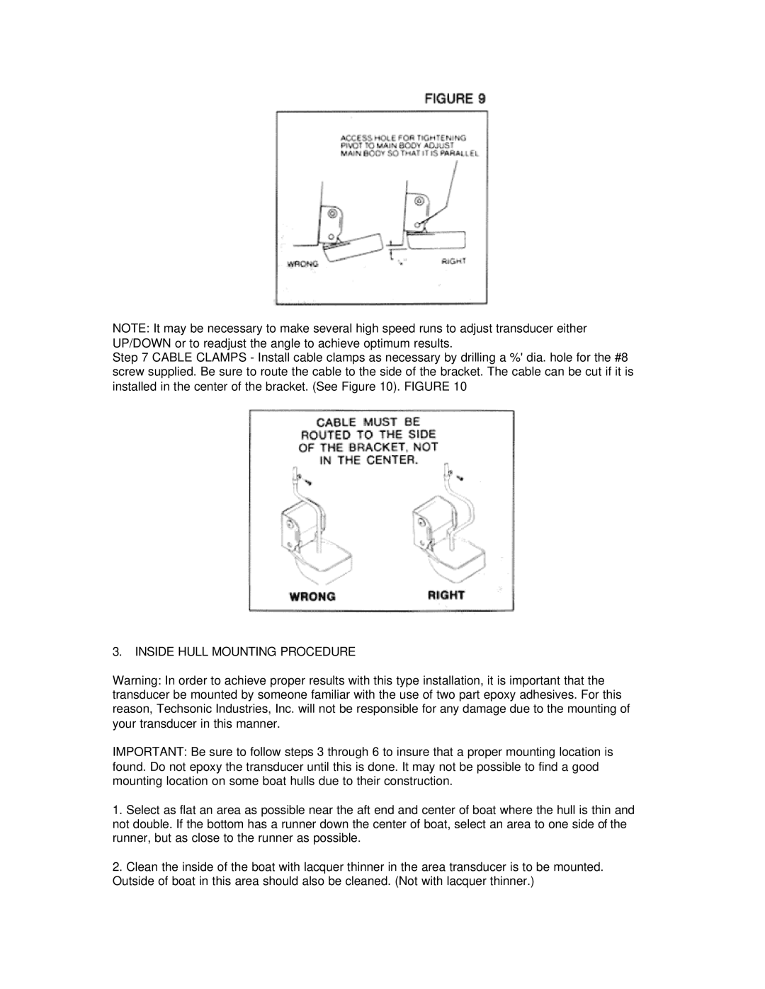 Humminbird TS1-3, TS2-3 manual Inside Hull Mounting Procedure 