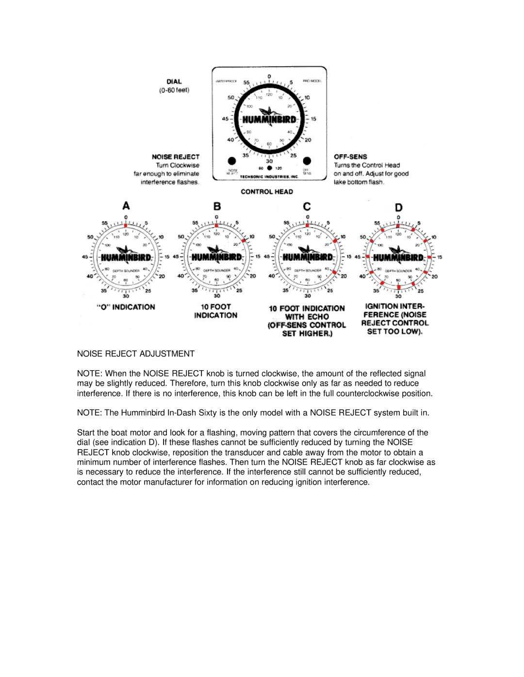 Humminbird TS2-3, TS1-3 manual Noise Reject Adjustment 