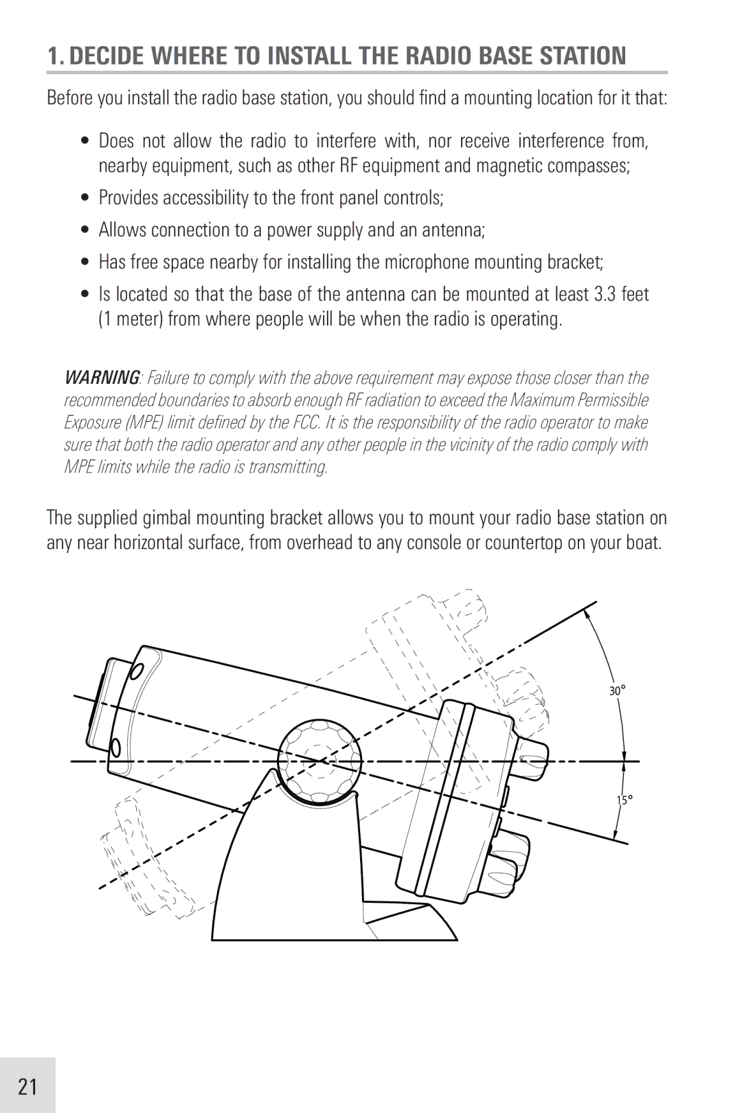 Humminbird VHF255SW manual Decide Where to Install the Radio Base Station 