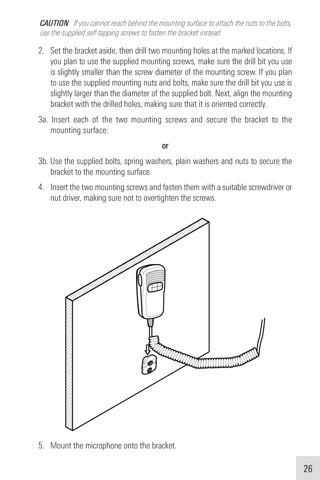 Humminbird VHF255SW manual Mount the microphone onto the bracket 