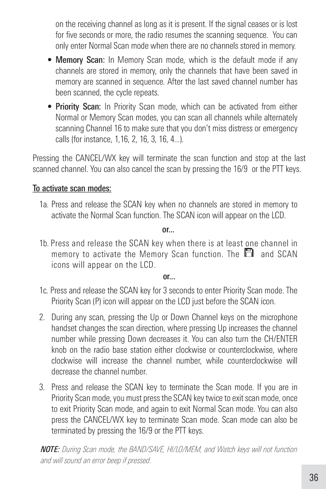 Humminbird VHF255SW manual To activate scan modes 