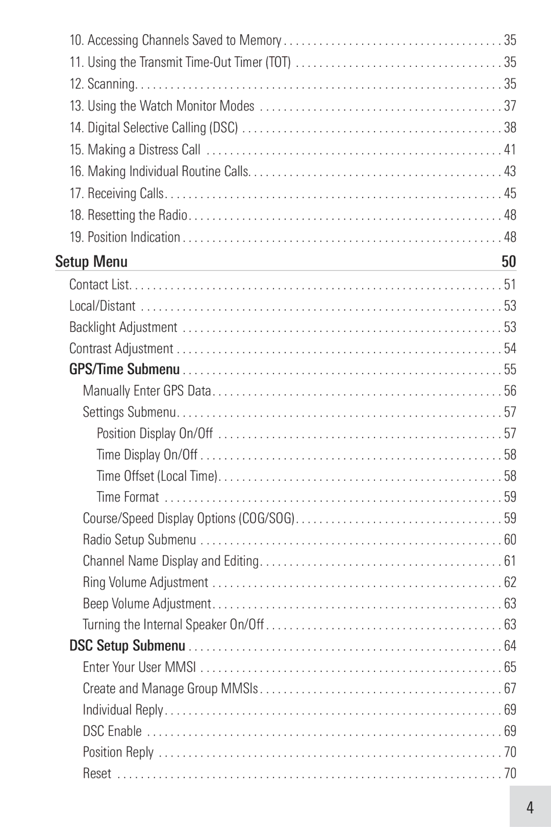 Humminbird VHF255SW manual Setup Menu 