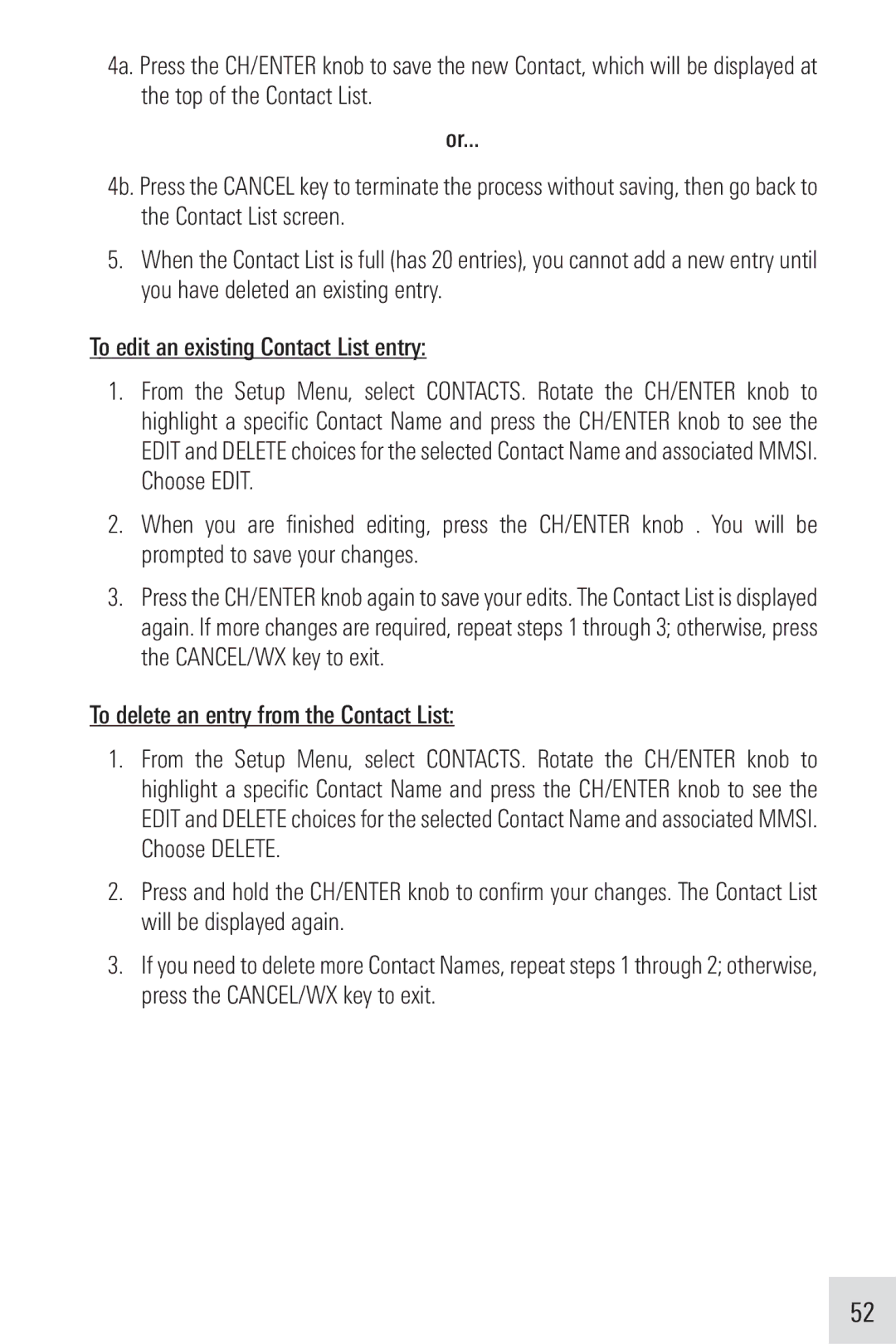 Humminbird VHF255SW manual To delete an entry from the Contact List 