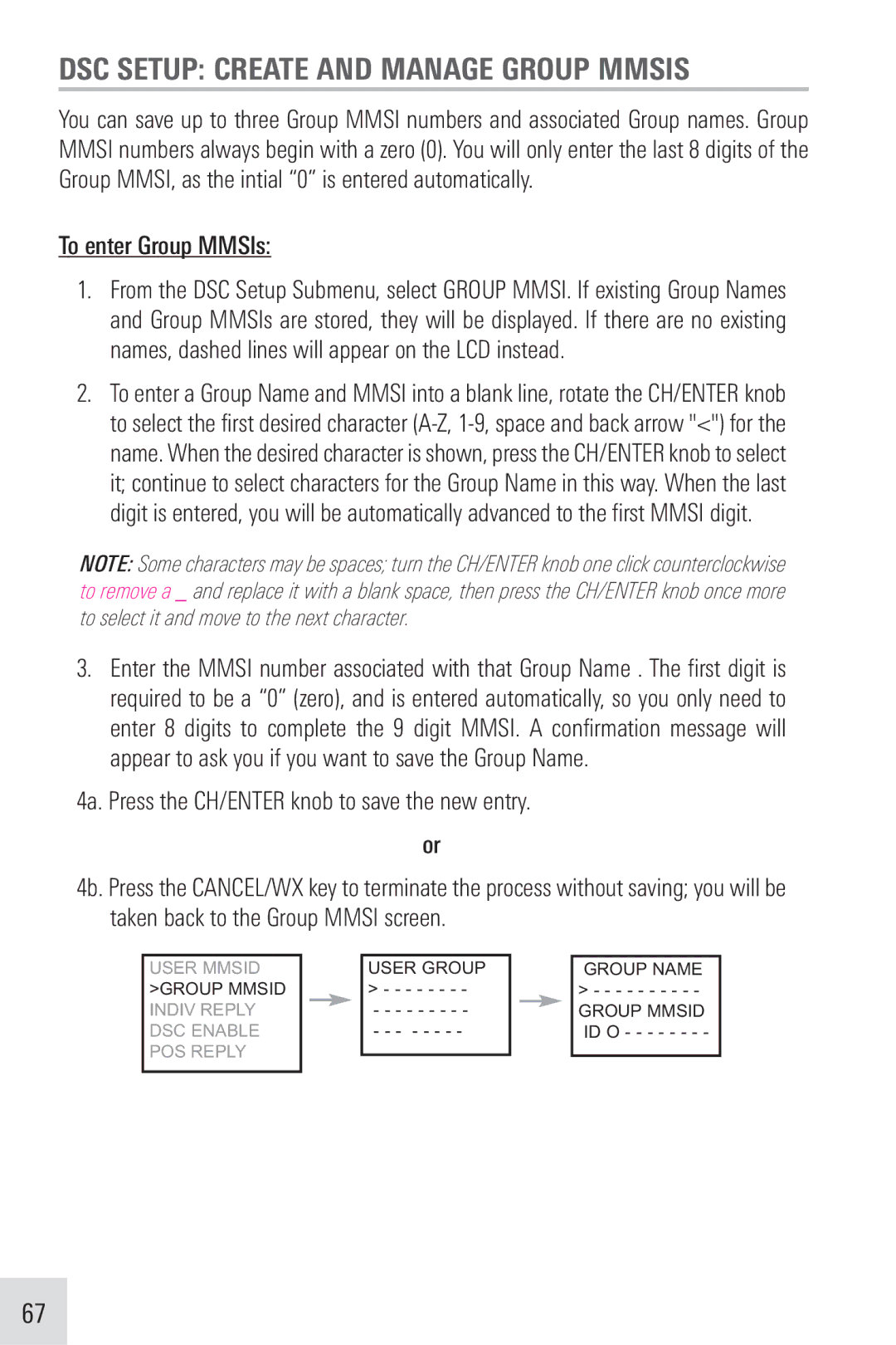 Humminbird VHF255SW manual DSC Setup Create and Manage Group Mmsis, To enter Group MMSIs 