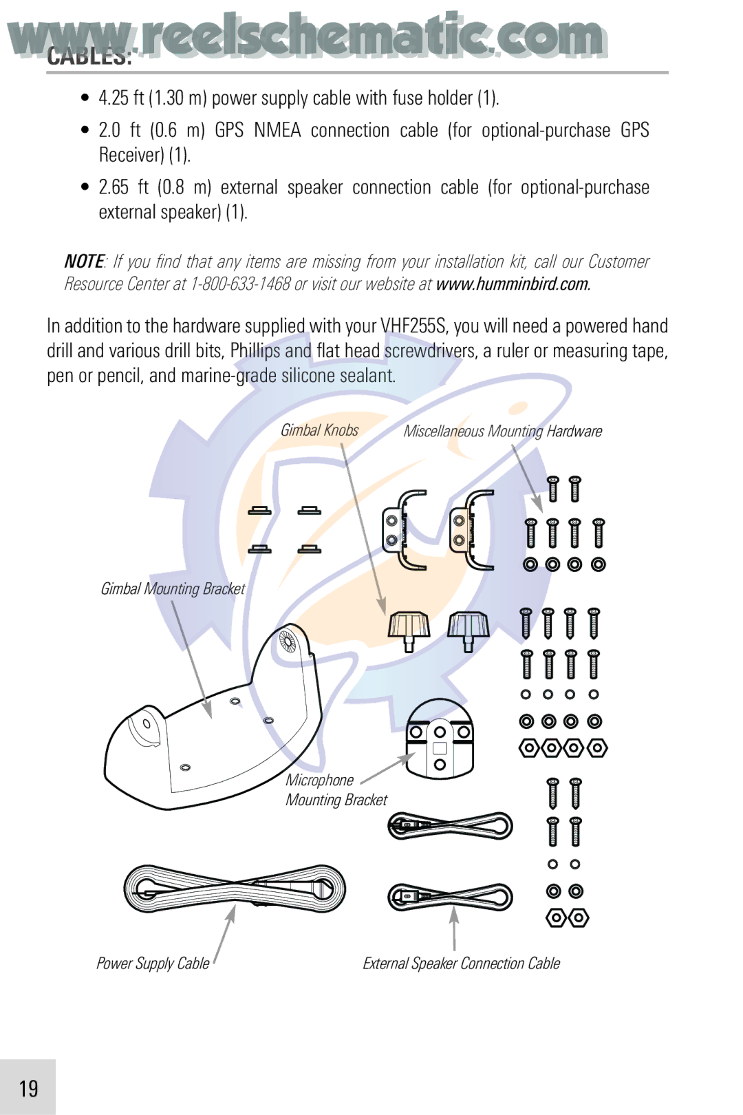 Humminbird VHF255SW manual Cables 