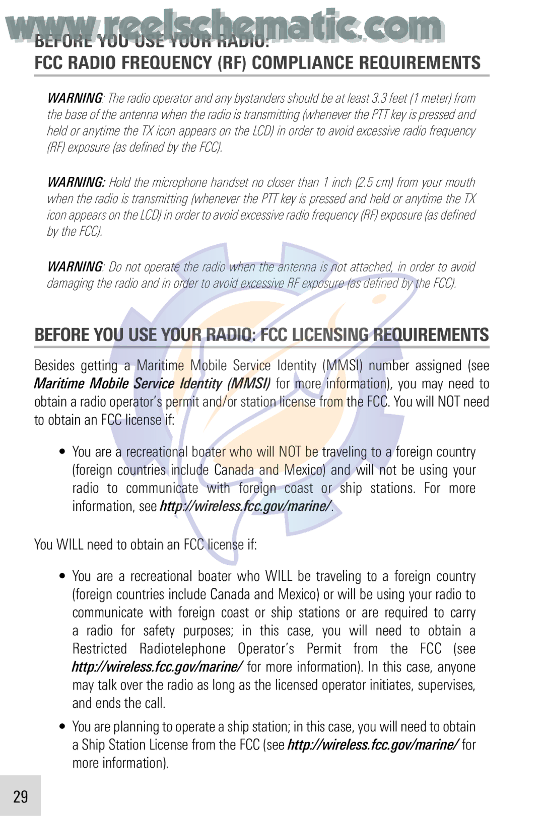 Humminbird VHF255SW manual Before YOU USE Your Radio, You will need to obtain an FCC license if 