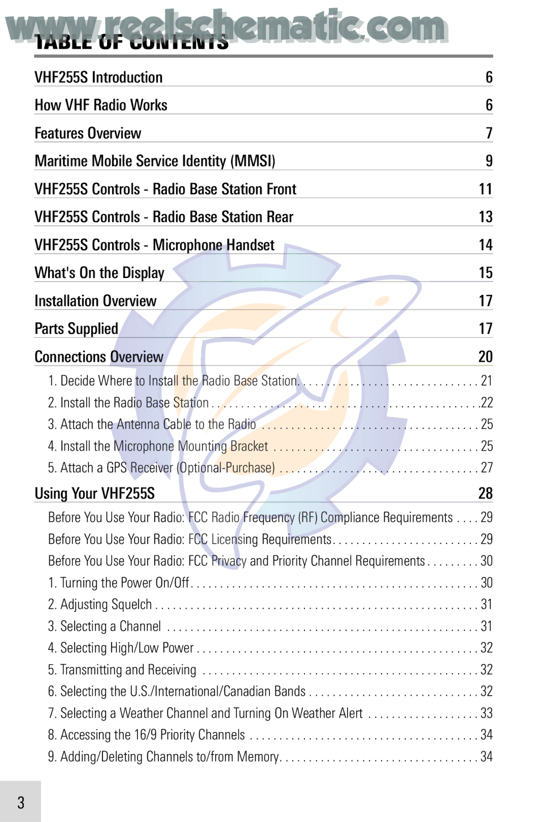 Humminbird VHF255SW manual Com, Table of Contents 