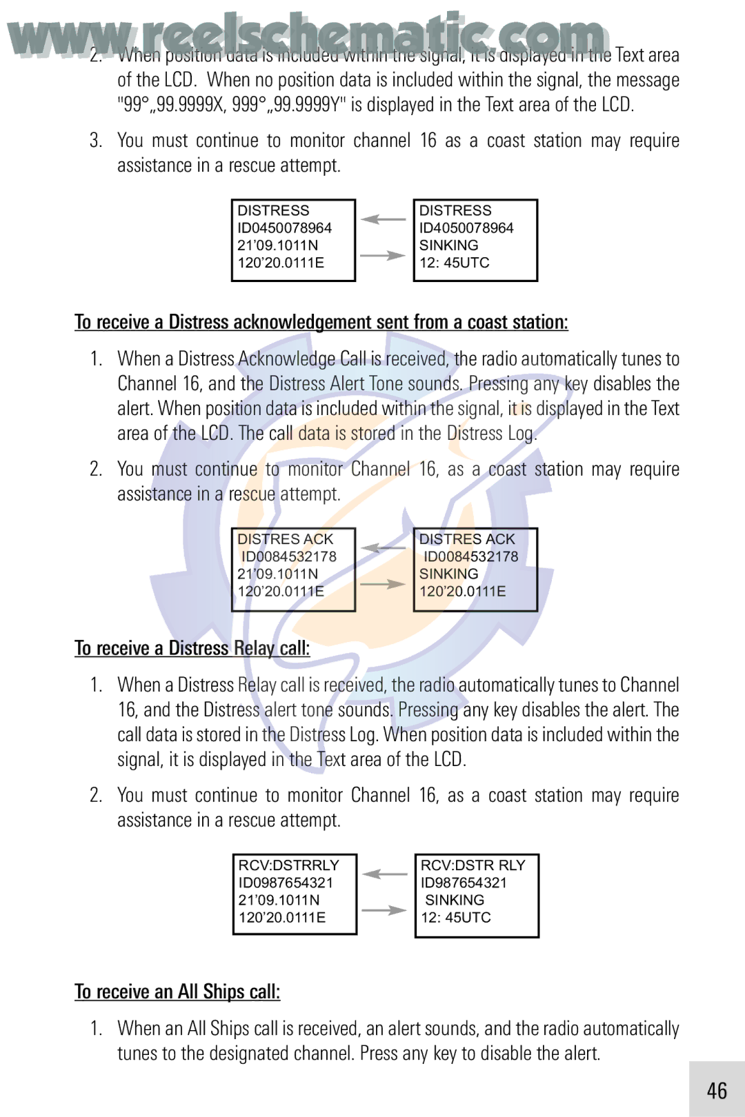 Humminbird VHF255SW manual To receive a Distress Relay call, To receive an All Ships call 