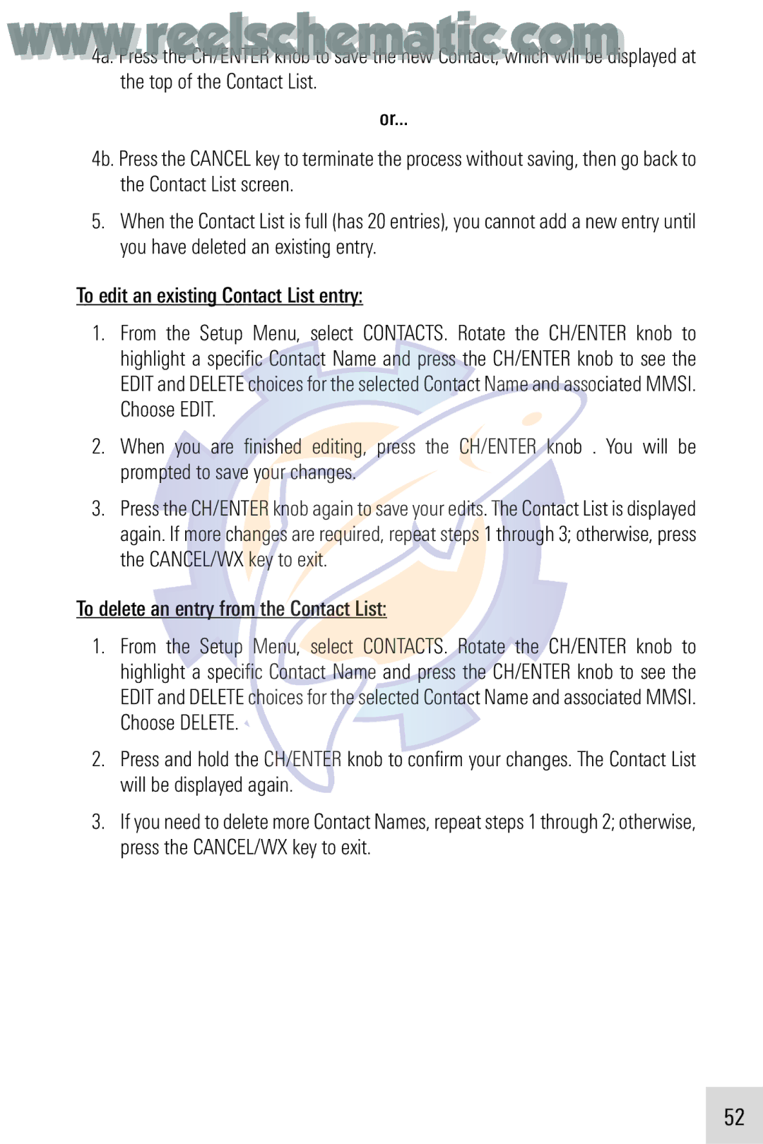 Humminbird VHF255SW manual To delete an entry from the Contact List 