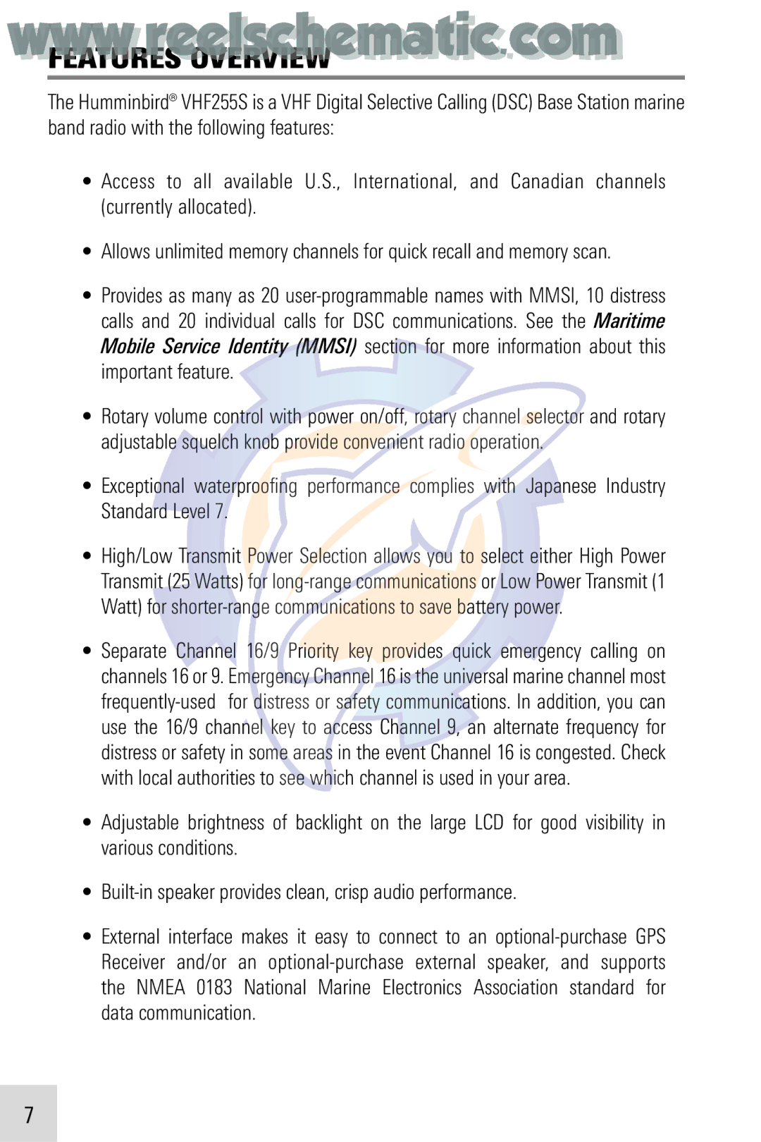 Humminbird VHF255SW manual Features Overview 