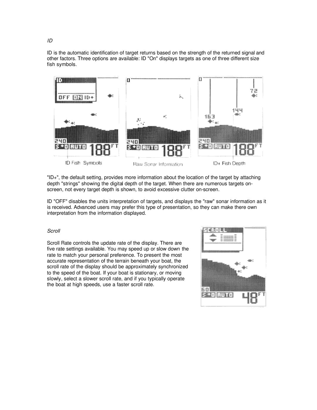 Humminbird Wide 100 manual Scroll 