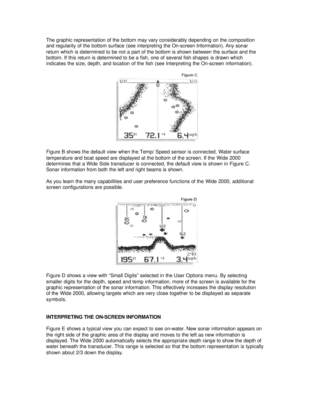 Humminbird Wide 2000 manual Interpreting the ON-SCREEN Information 