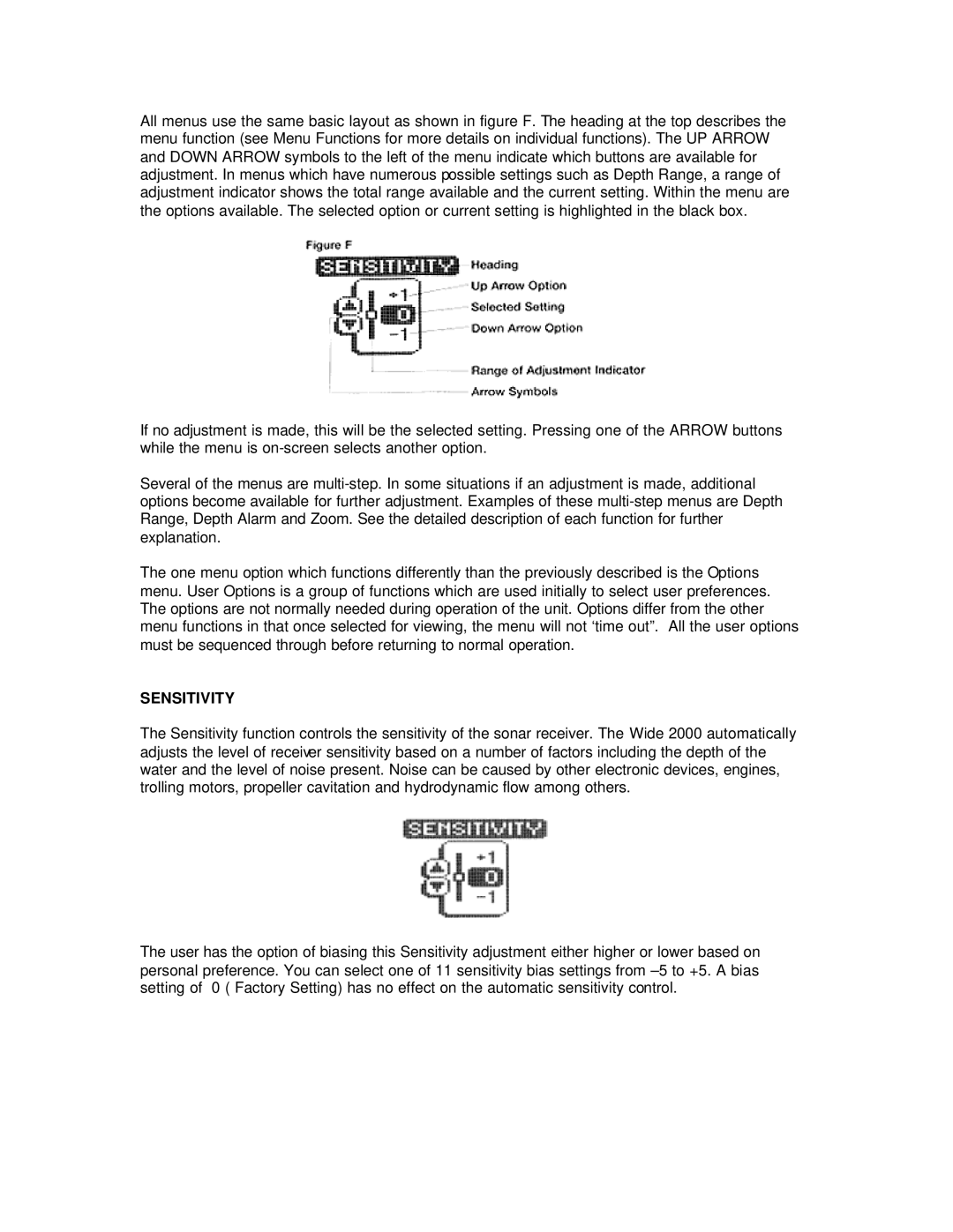 Humminbird Wide 2000 manual Sensitivity 