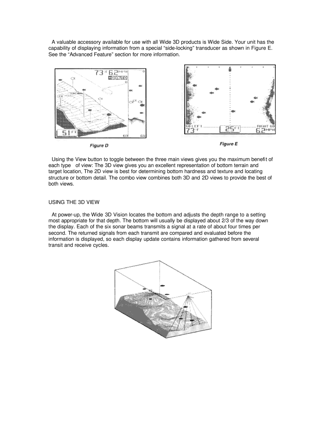 Humminbird Wide 3D Vision manual Using the 3D View 