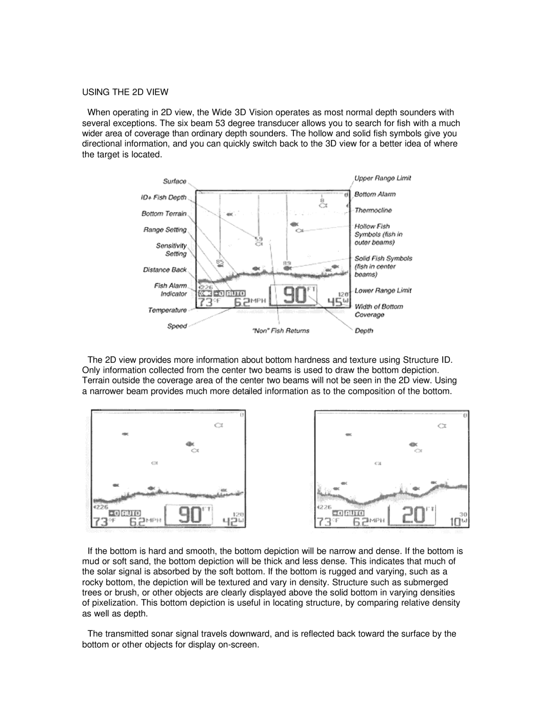 Humminbird Wide 3D Vision manual Using the 2D View 