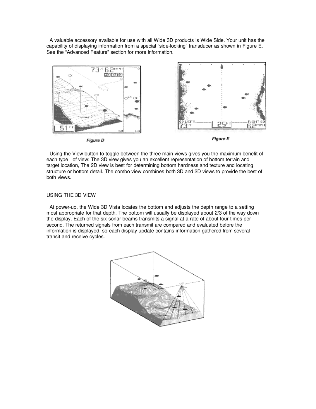 Humminbird Wide 3D Vista manual Using the 3D View 