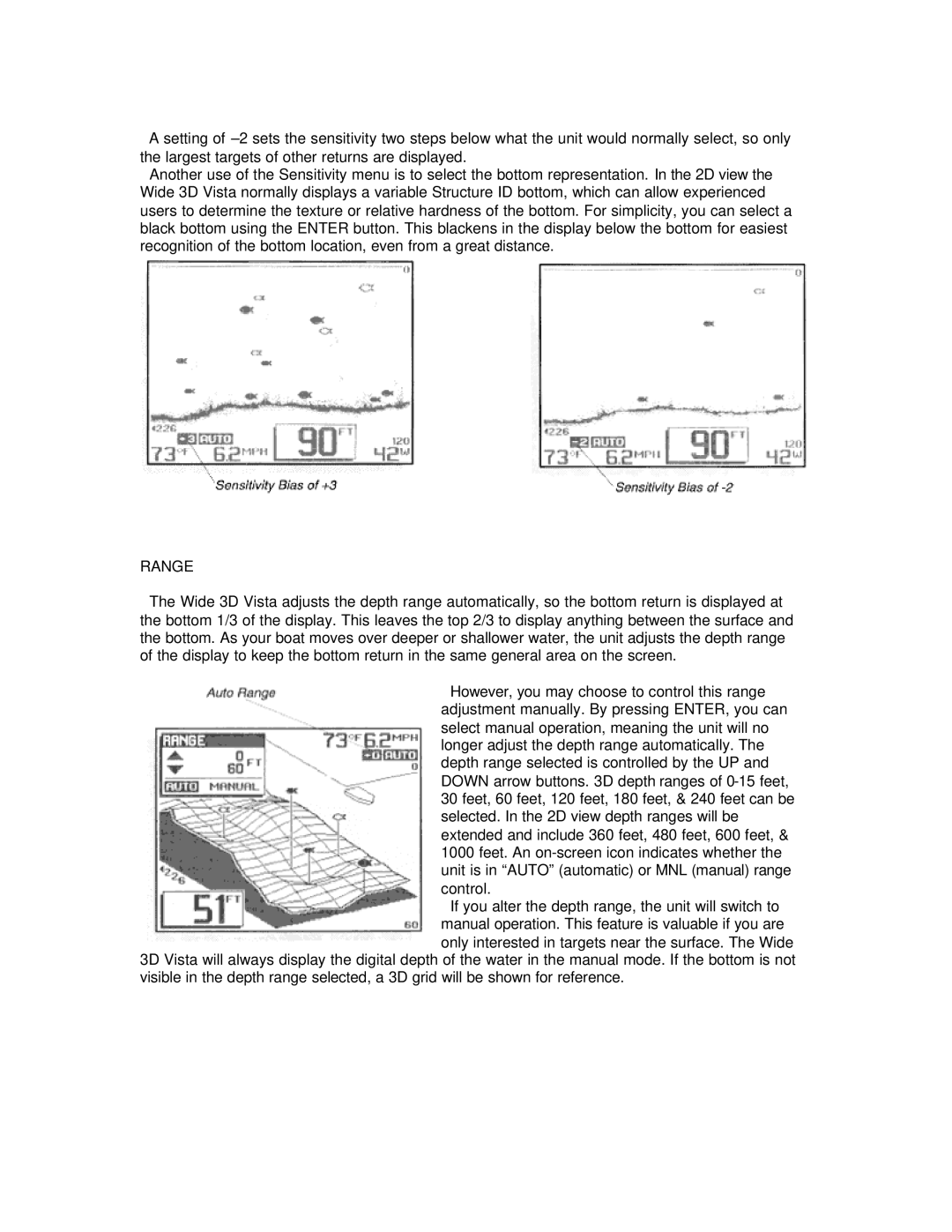 Humminbird Wide 3D Vista manual Range 