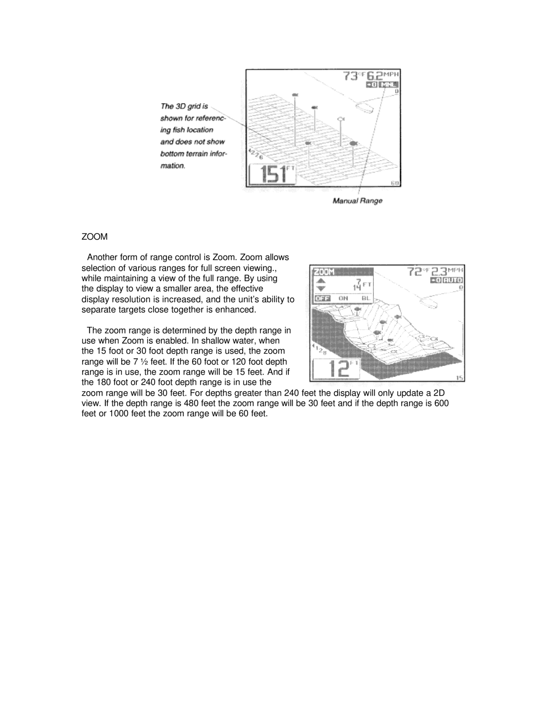 Humminbird Wide 3D Vista manual Zoom 