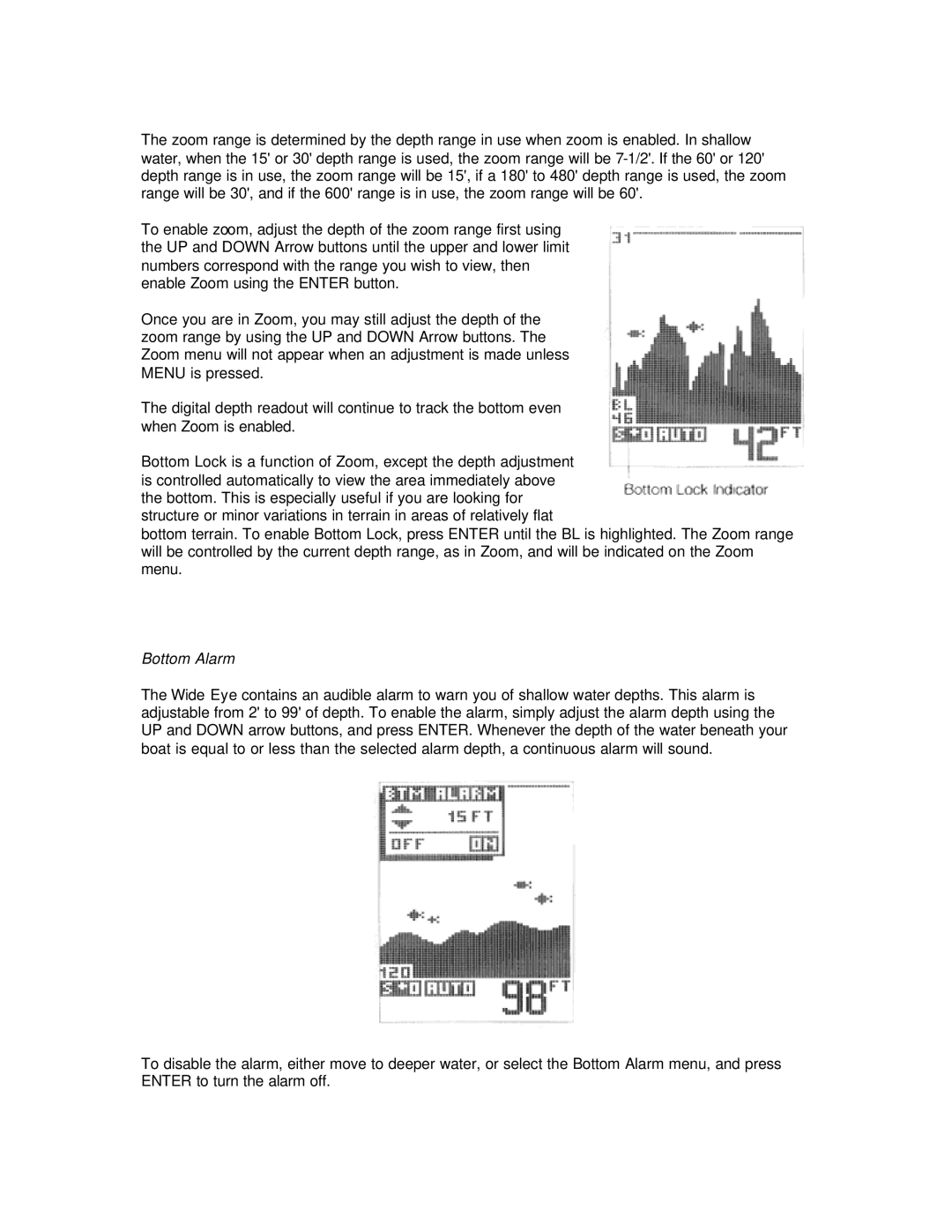 Humminbird Wide Eye manual Bottom Alarm 