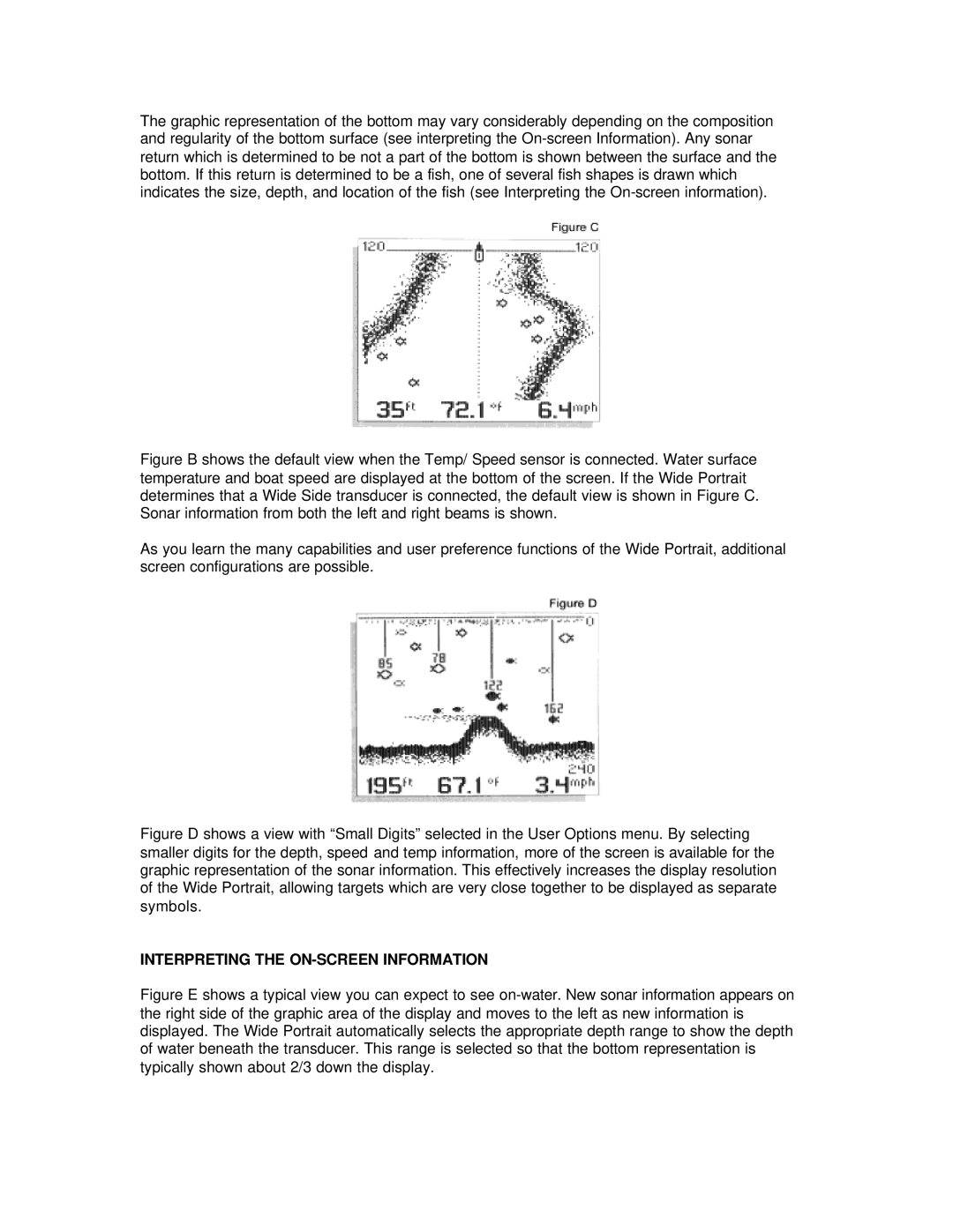 Humminbird Wide Portrait manual Interpreting the ON-SCREEN Information 