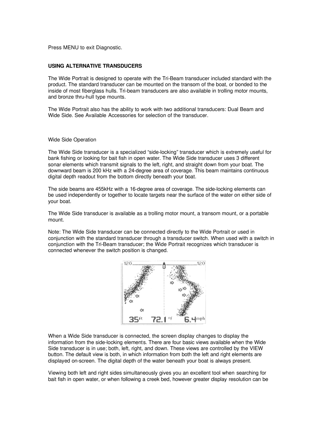 Humminbird Wide Portrait manual Using Alternative Transducers 