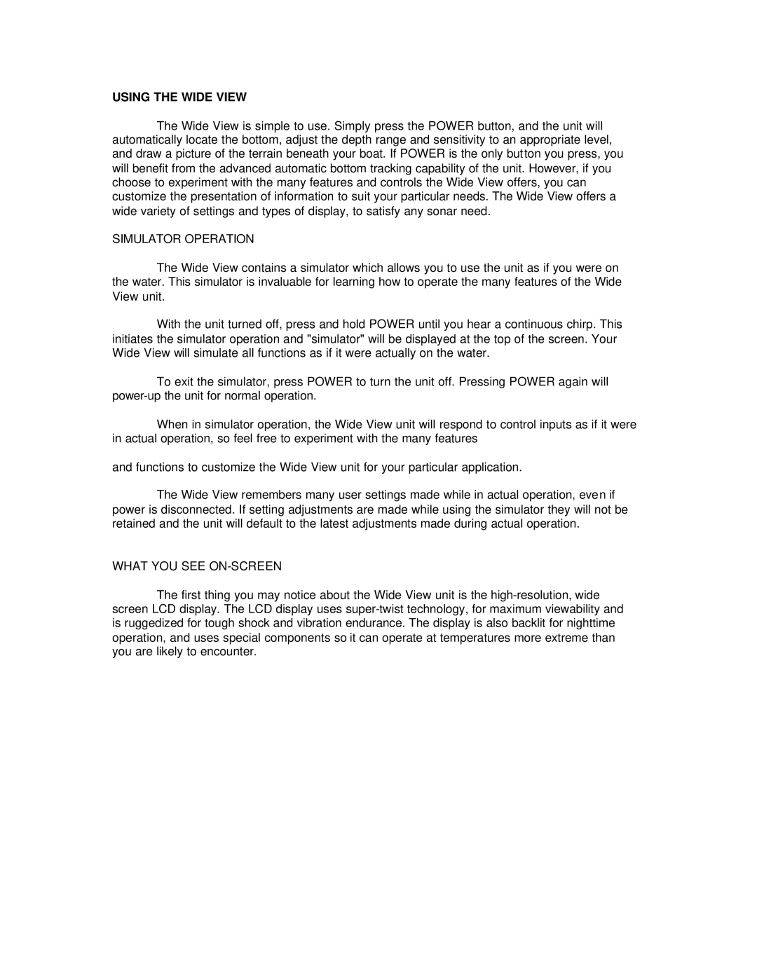 Humminbird manual Using the Wide View 