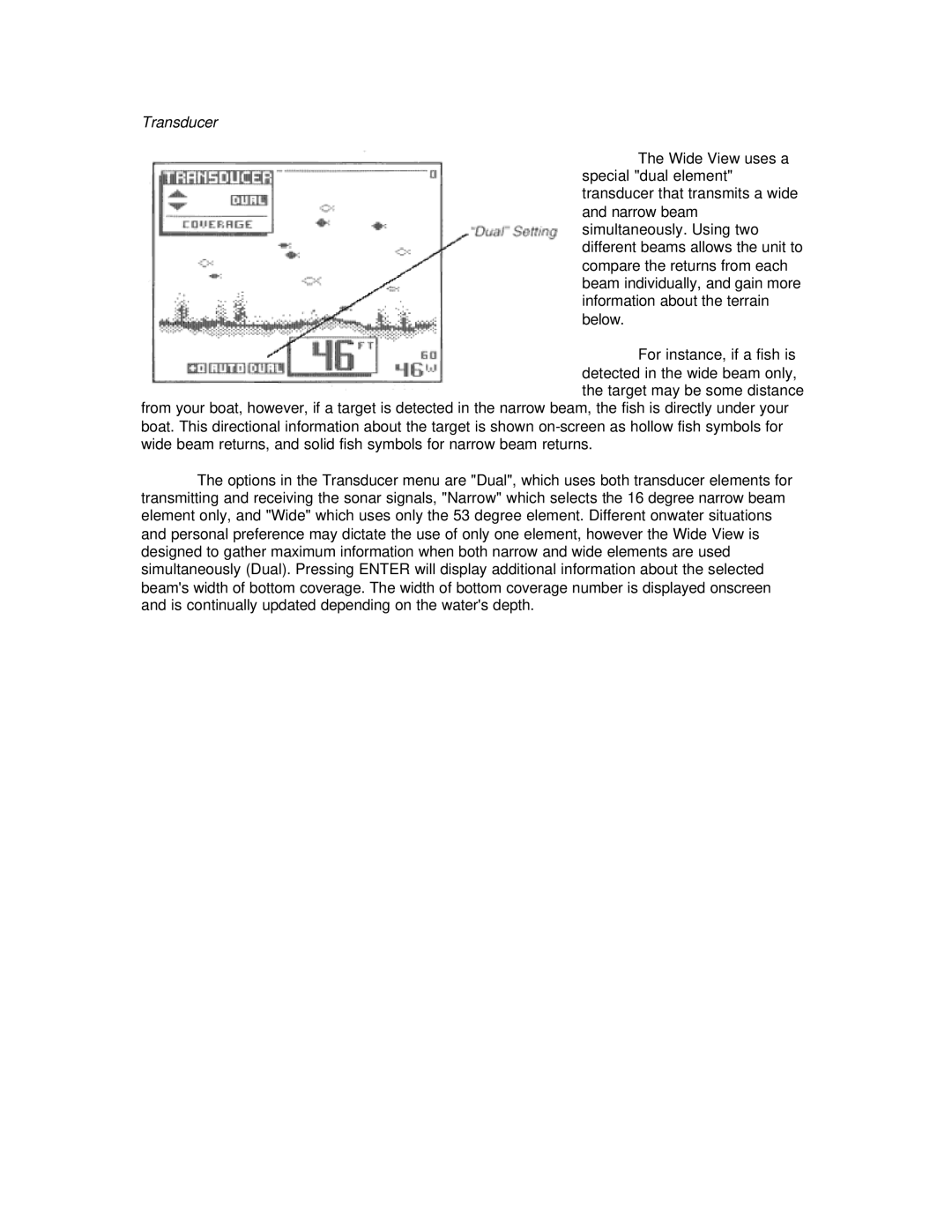 Humminbird Wide View manual Transducer 