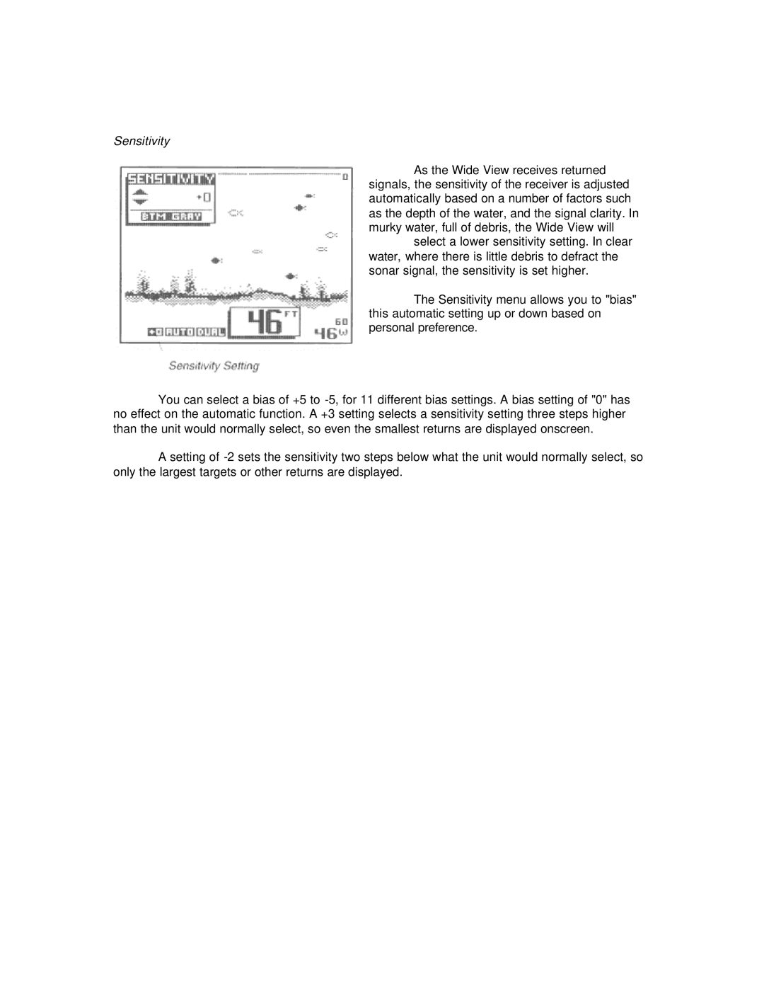 Humminbird Wide View manual Sensitivity 