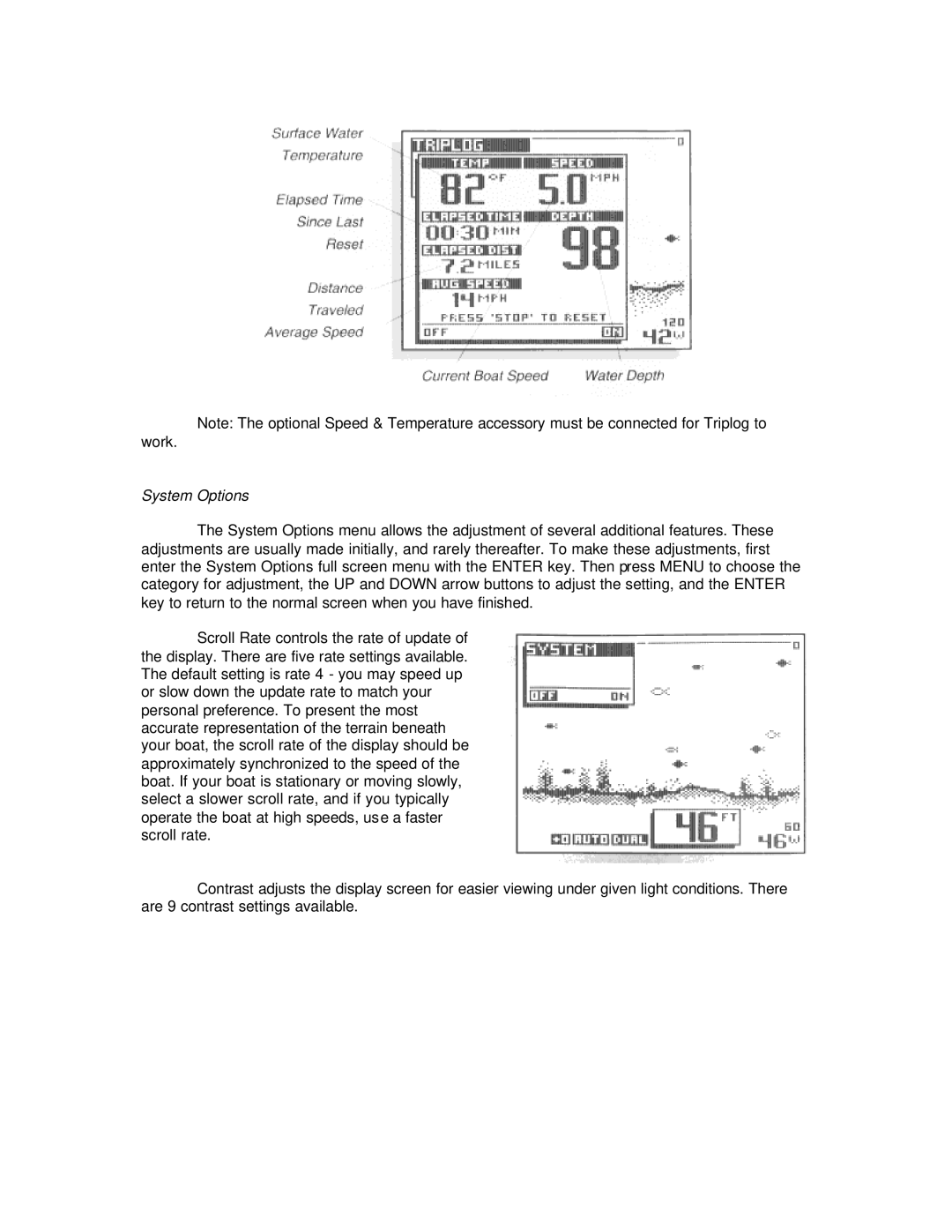 Humminbird Wide View manual System Options 