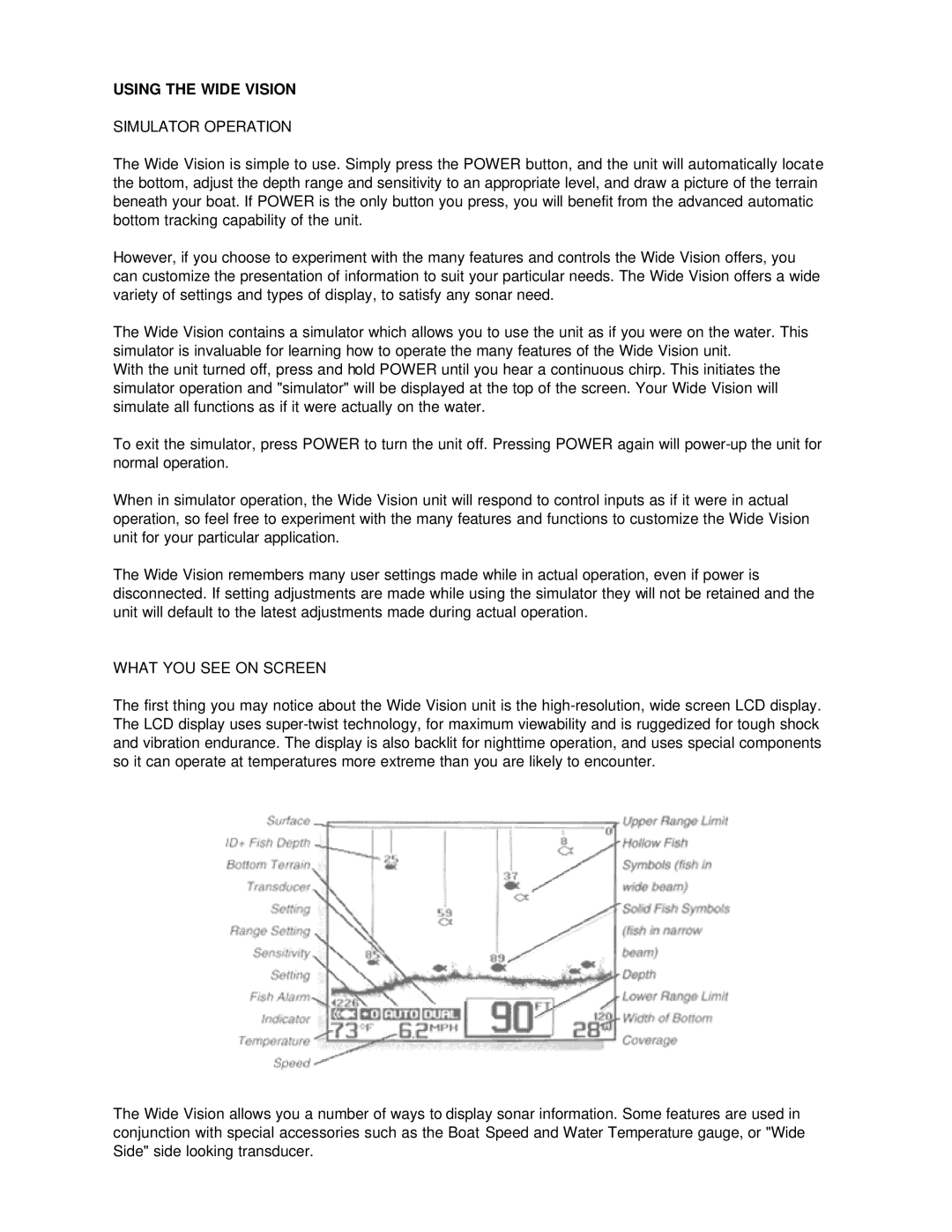 Humminbird manual Using the Wide Vision 