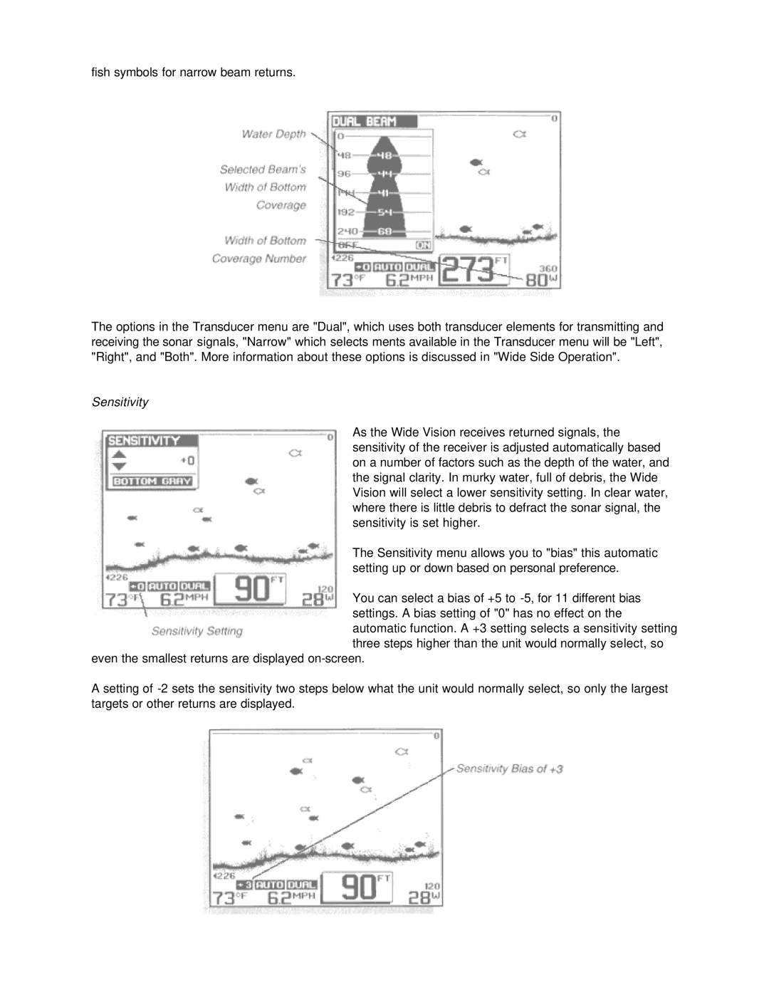 Humminbird Wide Vision manual Sensitivity 