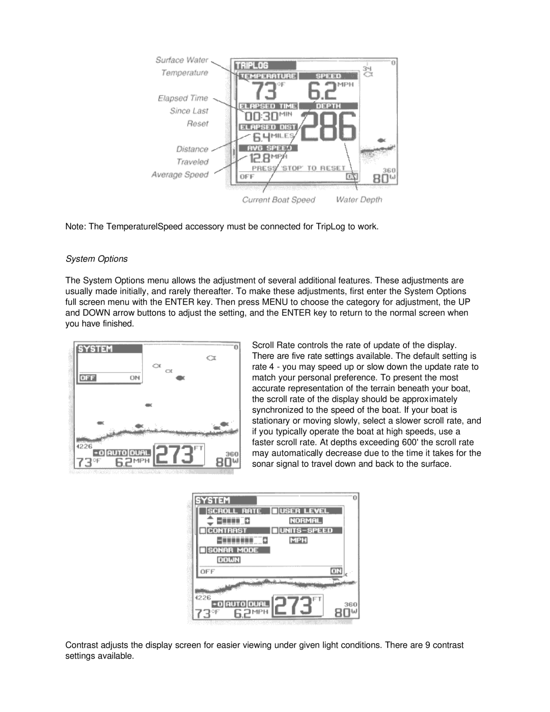 Humminbird Wide Vision manual System Options 