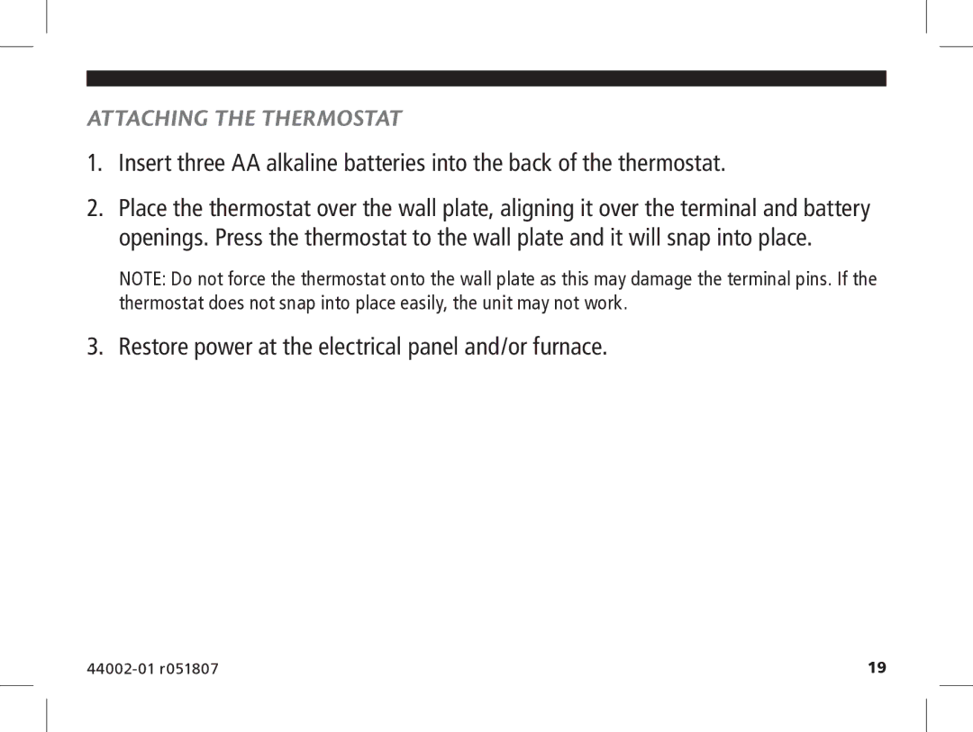 Hunter Fan 144860 manual Attaching the Thermostat 