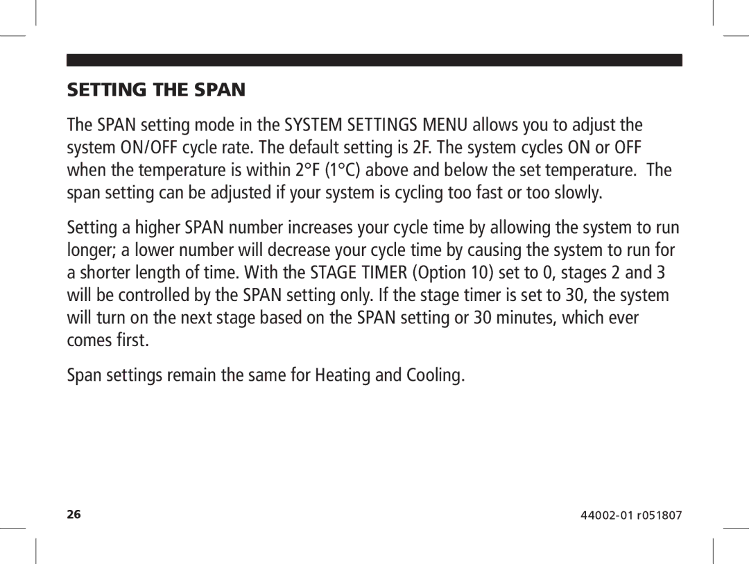 Hunter Fan 144860 manual Setting the span 