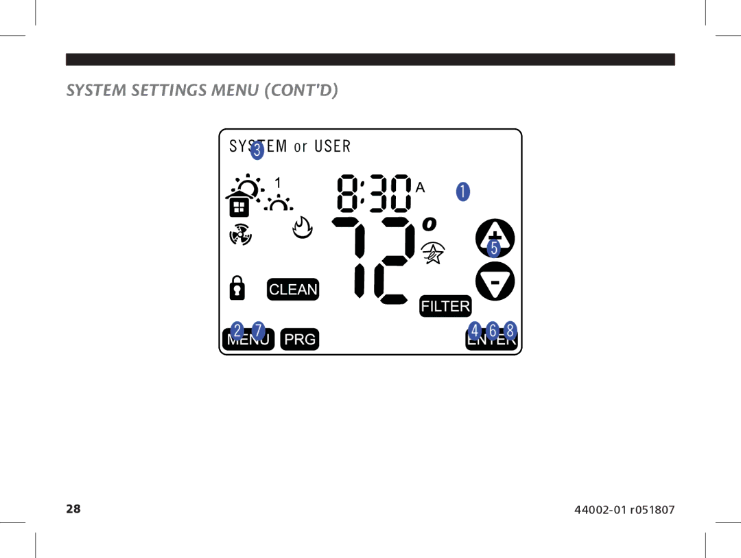 Hunter Fan 144860 manual System Settings Menu Contd 