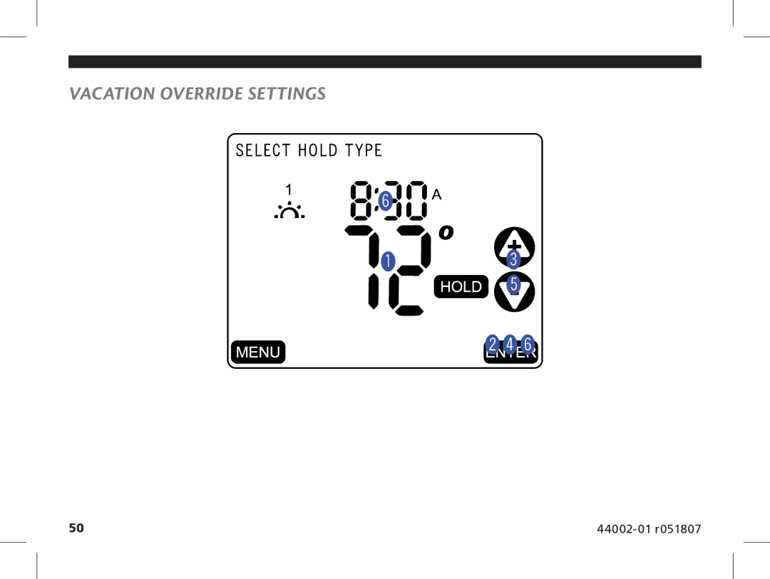 Hunter Fan 144860 manual Vacation Override Settings 