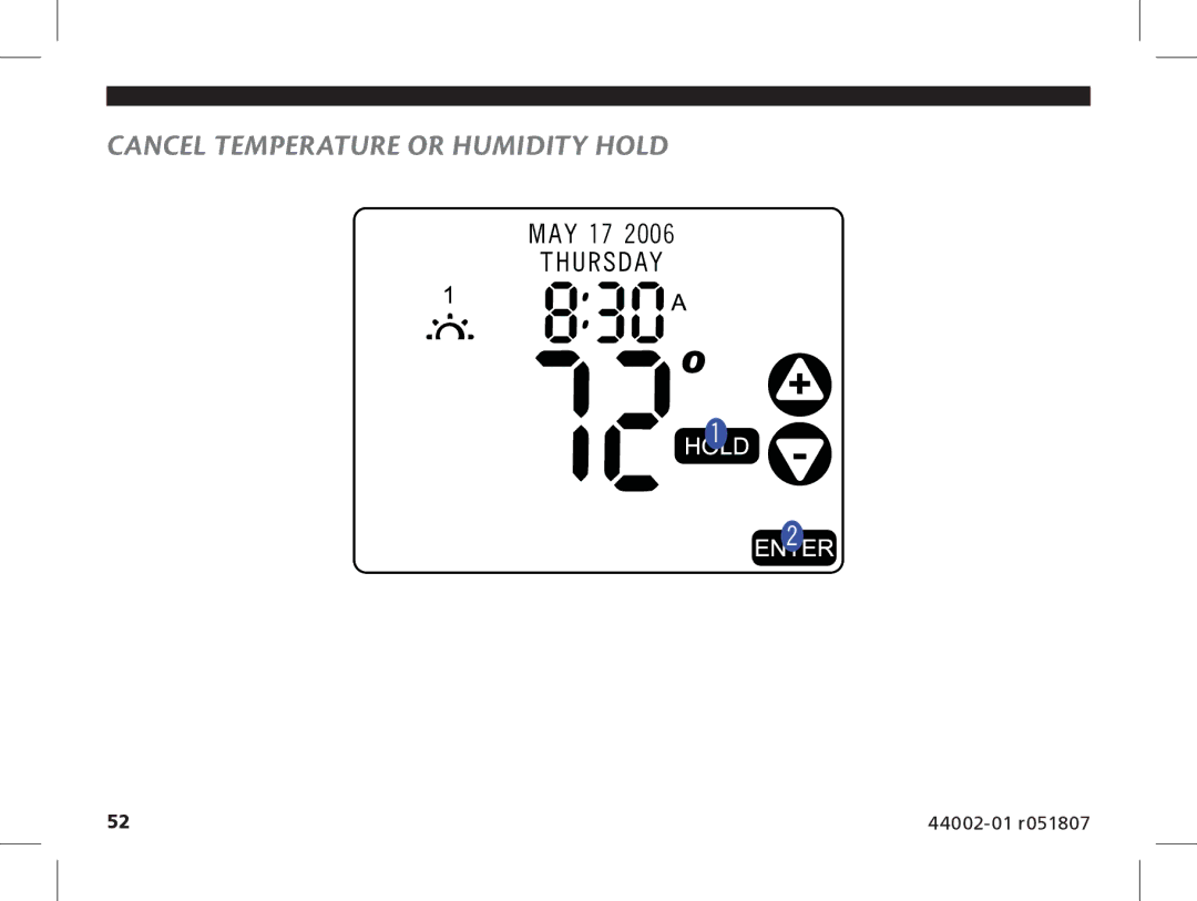 Hunter Fan 144860 manual Cancel Temperature or Humidity Hold 