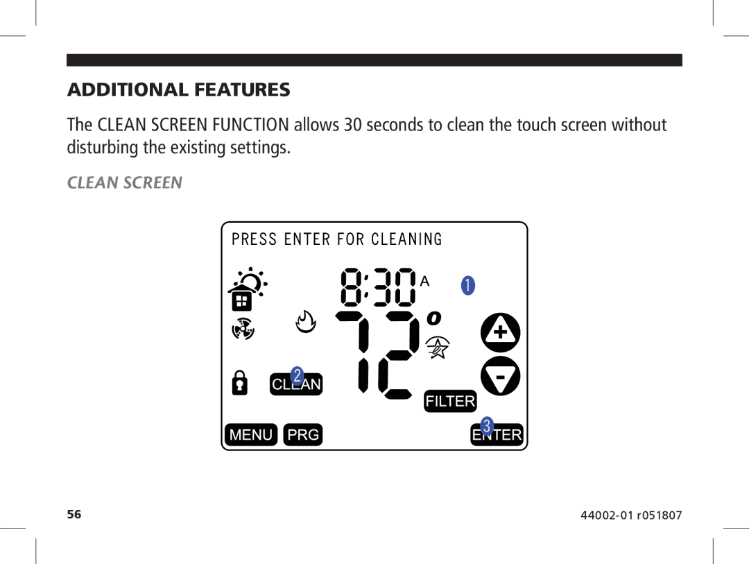 Hunter Fan 144860 manual Additional Features, Clean Screen 