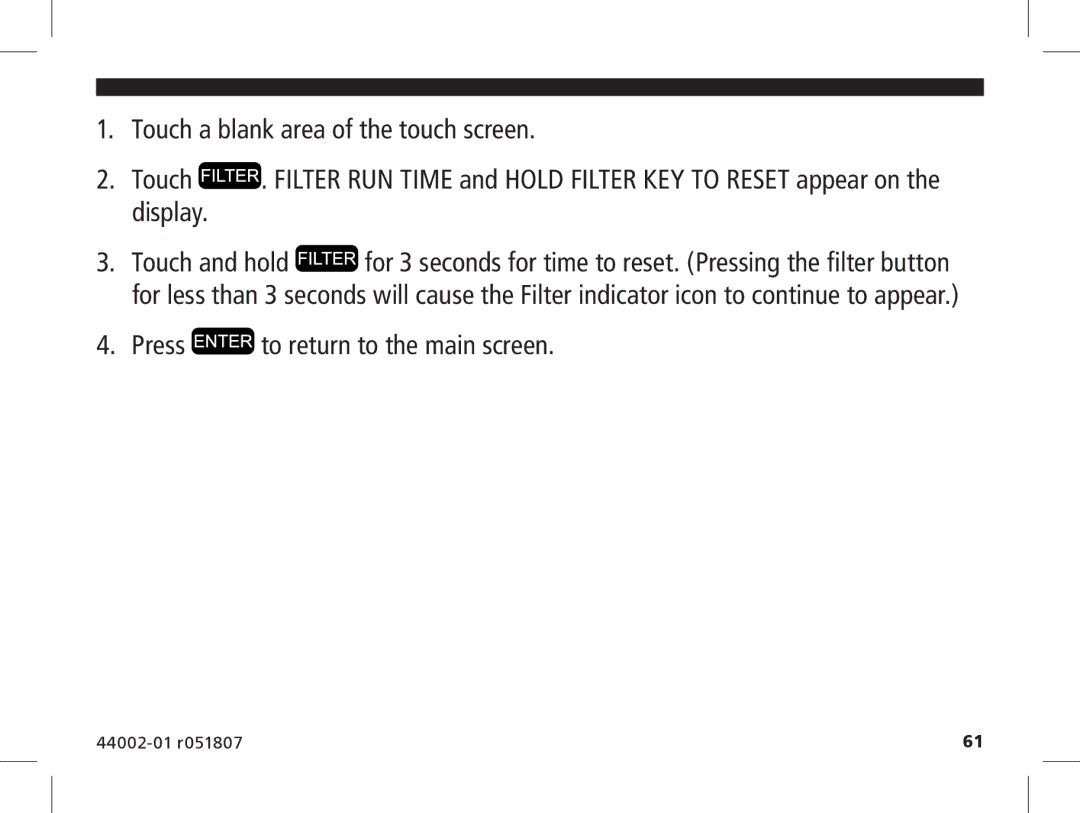 Hunter Fan 144860 manual Press to return to the main screen 