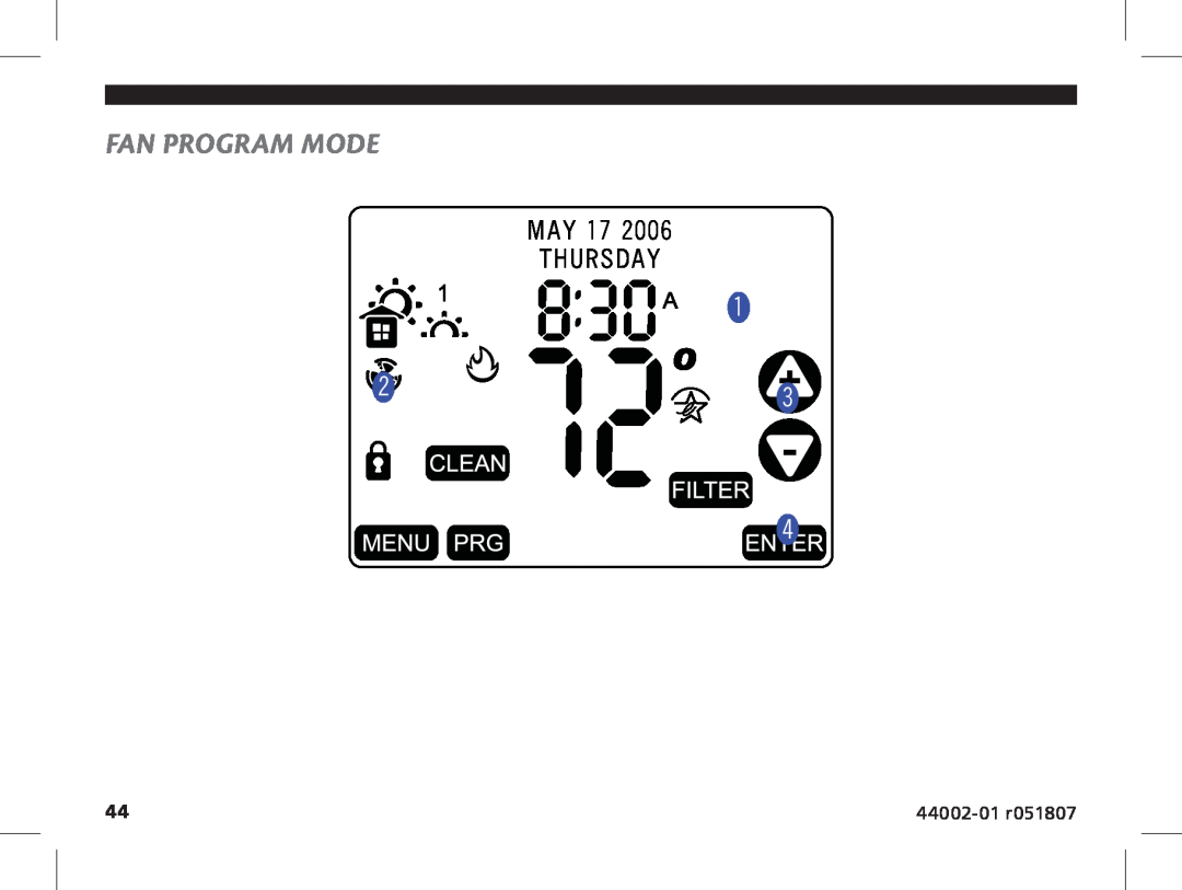 Hunter Fan 144860 manual Fan Program Mode, MAY 17 THURSDAY, 44002-01 r051807 