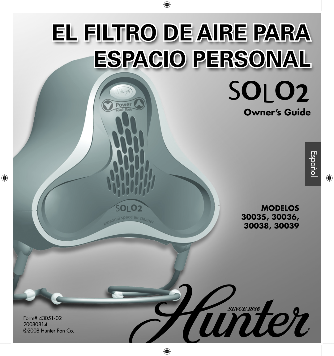 Hunter Fan 30038, 30035, 30039, 30036 manual Español, Modelos, SOLO2, Espacio Personal, El Filtro De Aire Para, Owner’s Guide 