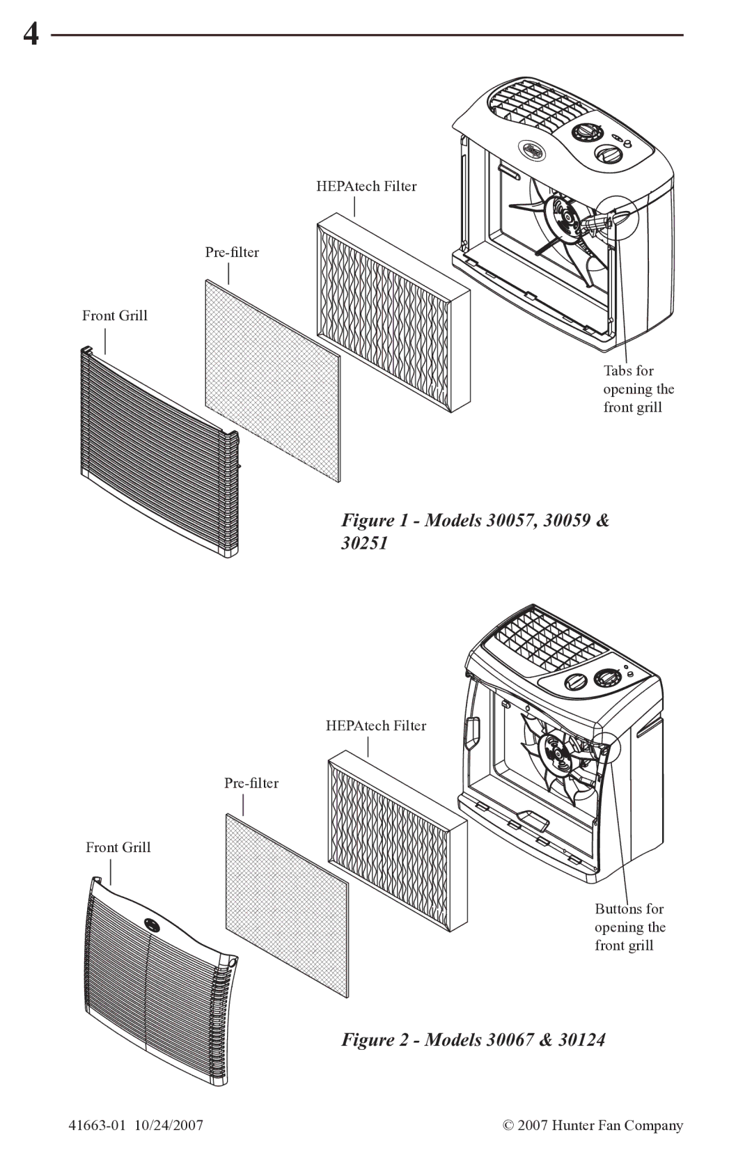 Hunter Fan manual Models 30057, 30059 