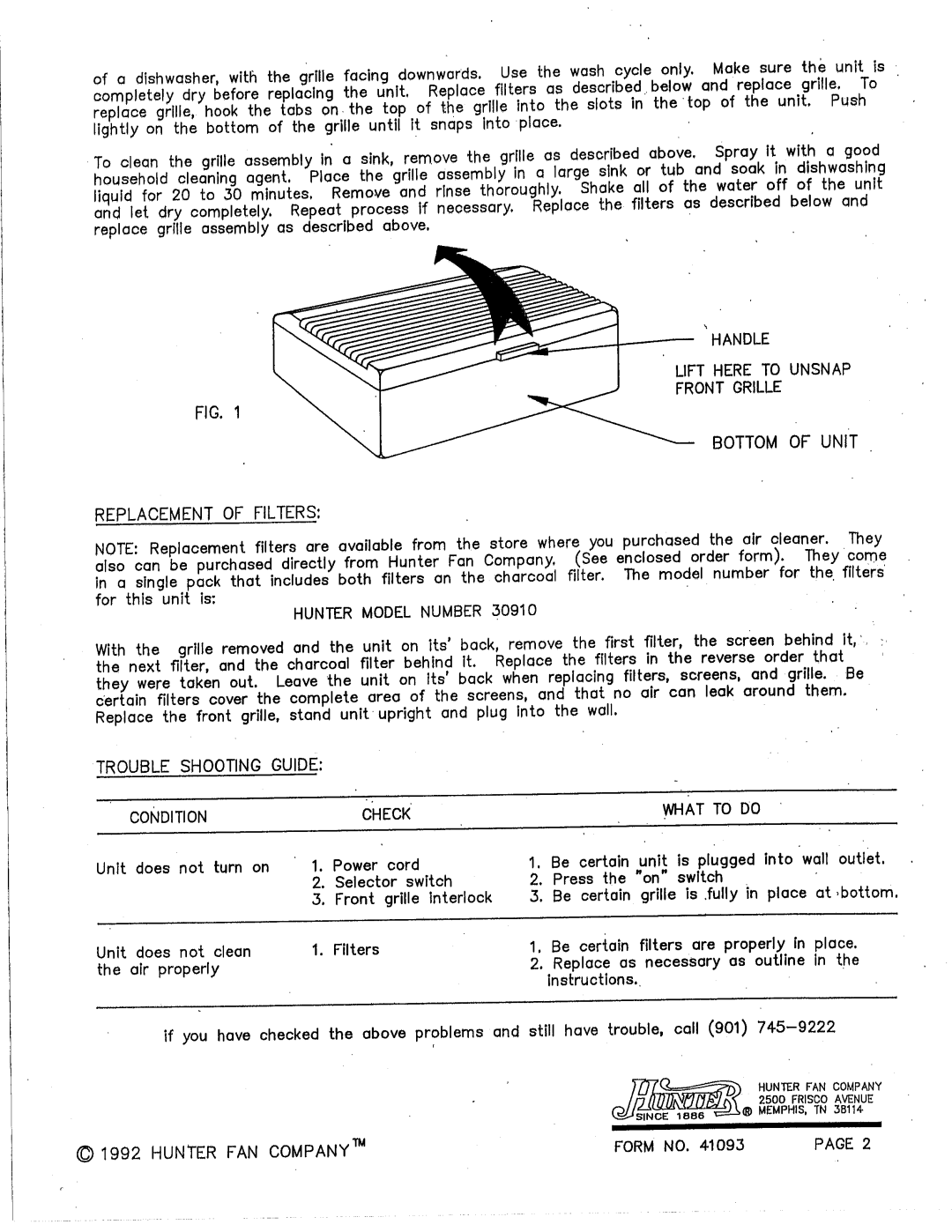 Hunter Fan 30150 manual 